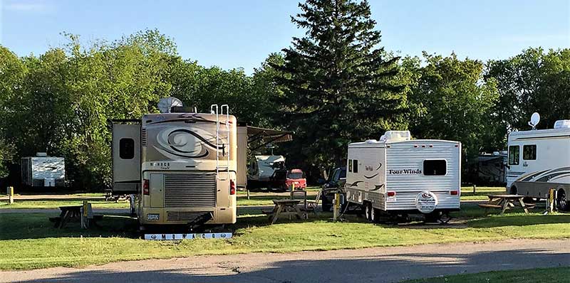 RVs and trailers at Meadowlark Campground in Brandon, Manitoba